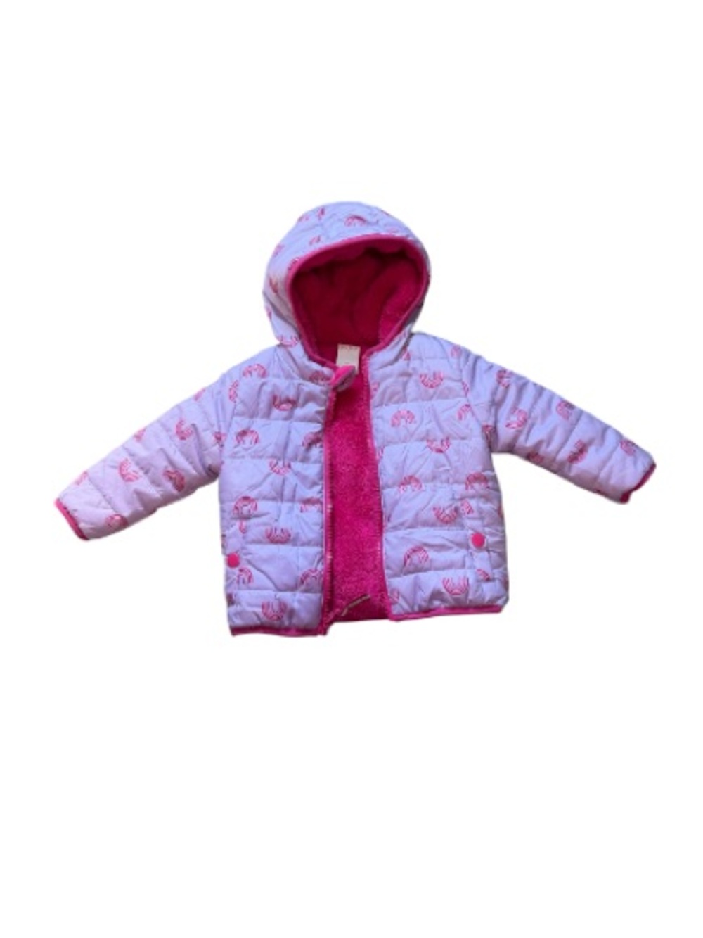 Cat & Jack pink purple rainbow reversible winter jacket size 12 month